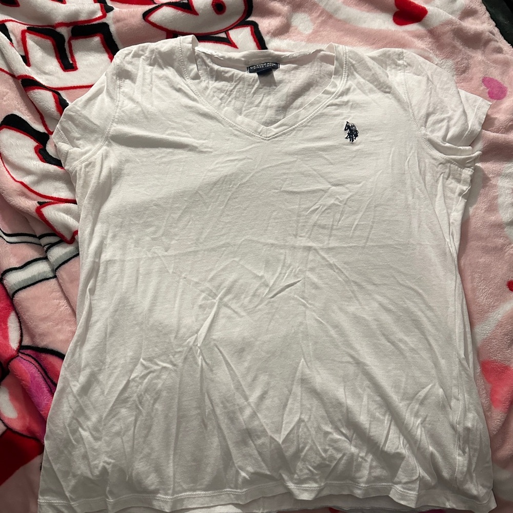 U.S. Polo Assn. White V-Neck Tee
